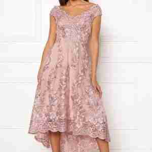 Goddiva Embroidered Lace Dress Blush S (UK10)