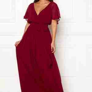Goddiva Flutter Chiffon Dress Berry S (UK10)