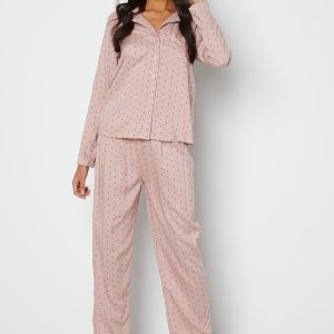 Bubbleroom Care Roslyn Pyjama set Dusty pink / Wine-red / Patterned M