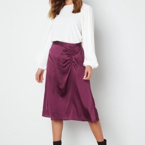 VERO MODA Cristy H/W Rouching Slit Skirt Prune Purple L
