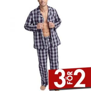 Jockey Long Pyjama Woven 3XL-6XL Rutig bomull 3XL Herr