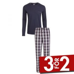 Jockey Pyjama Mix 3XL-6XL Marin Rutig bomull 3XL Herr