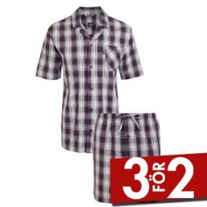Jockey Short Pyjama Woven 3XL-6XL Rutig bomull 3XL Herr