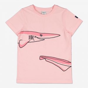 T-shirt med haj-tryck rosa