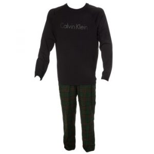 Calvin Klein Holiday PJ Flannel LS Pant Set Svart/Grön bomull Large Herr