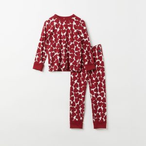 Tvådelad pyjamas med hjärtan röd