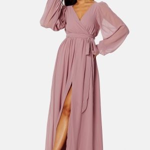 Goddiva Long Sleeve Chiffon Dress Dusk S (UK10)
