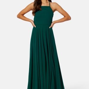 Goddiva High Neck Chiffon Maxi Dress Dark Green L (UK14)